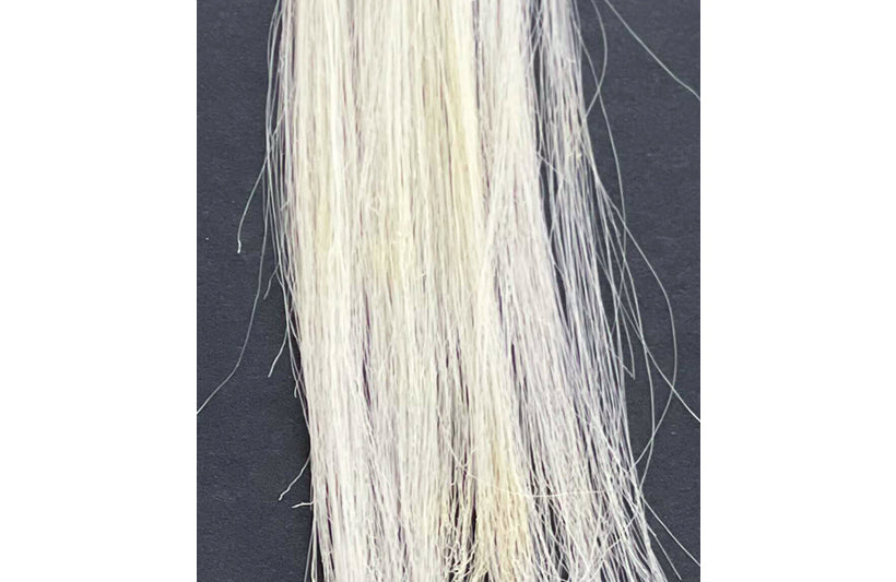 Straight bleached hair after using K18 mask.