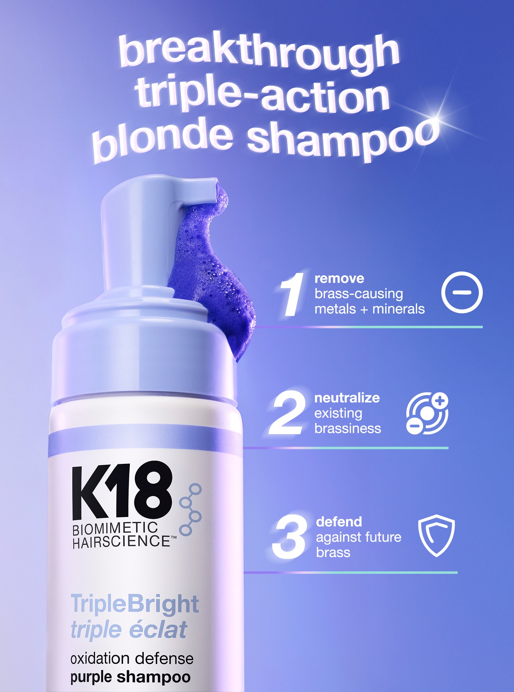 Champú morado TripleBright para la defensa contra la oxidación