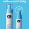 Two K18 hair care products on a blue background with promotional text.