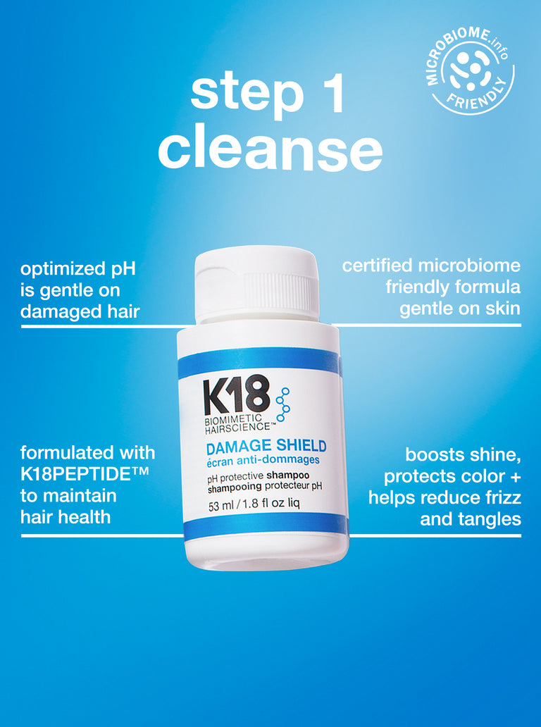 k18-damage-shield-shampoo-bottle-with-product-features-on-a-blue-background
