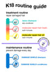 k18 routine guide on white background. 