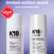 Two K18 hair mask bottles with a purple background and Allure award logo.