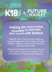 Infographic for K18 x Future Society collaboration on haircare and scent with biotech, featuring a colorful abstract background