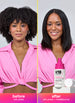 Before and after comparison of a woman with hair treated using K18 products.