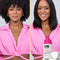 Before and after comparison of a woman with hair treated using K18 products.