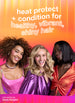 Three women with styled hair against a colorful background with text about hair care.