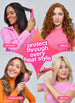Four women using a hair styling tool with text indicating different styles you can do with heatbounce. 