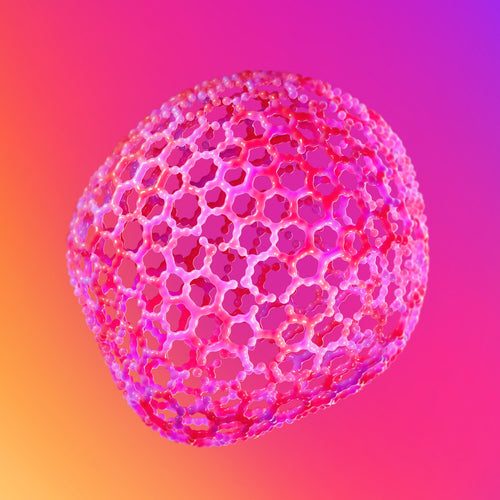 Geometric pink sphere on a gradient background