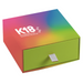 A medium-sized gift box with a colorful gradient design and a green drawer with a silver handle. The box is labeled with the brand 'K18'.