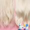 Platinum blonde hair before and after using the k18 hair routine. 